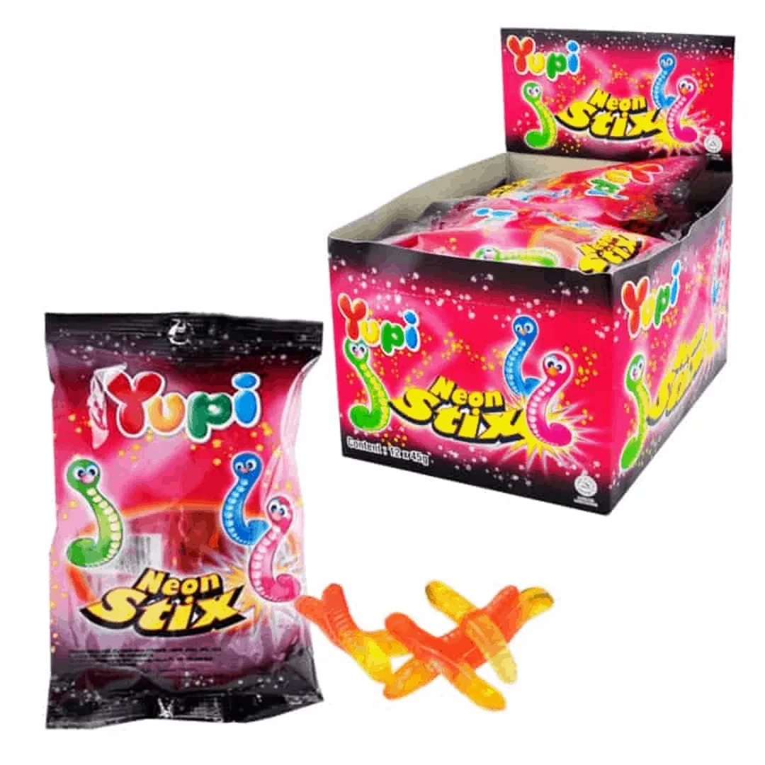 Yupi Jelly Pouch Neon Stix 120G