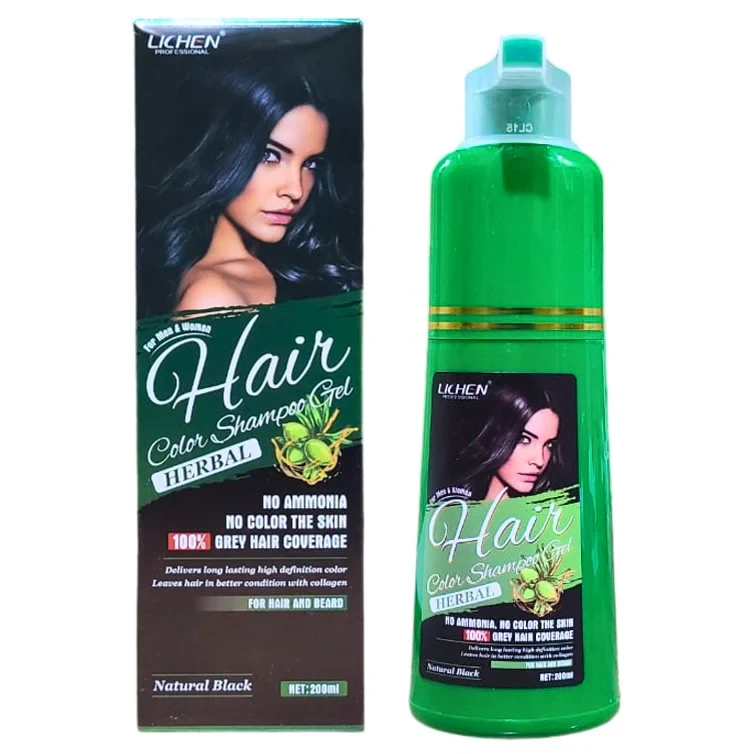 Lichen Hair Color Gel Natural Black 200ML