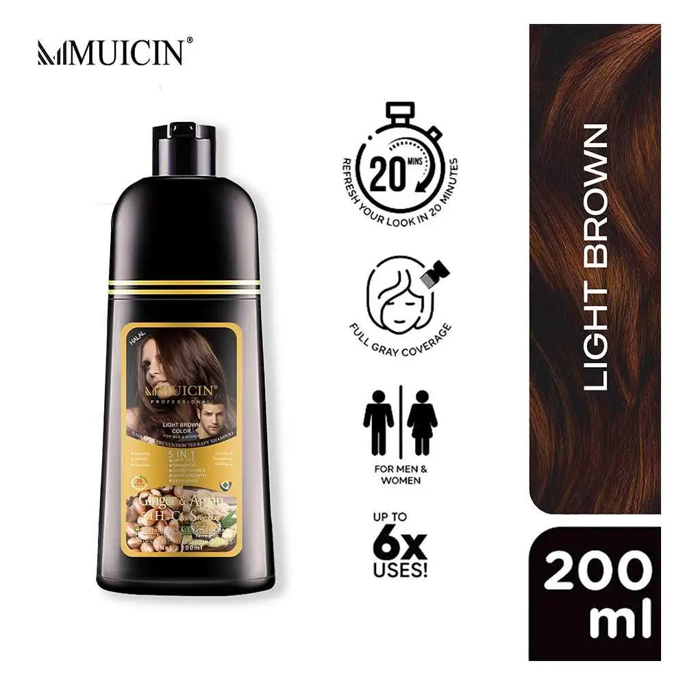 Muicin Hair Color Shampoo Light Brown 5In1 200ML