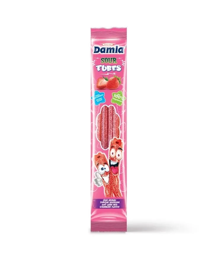 Tayas Damla Sour Tube Assorted Strawberry Flavour