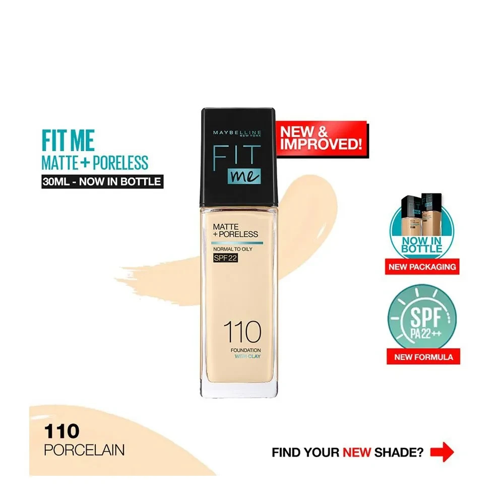 Maybelline Foundation Fit Me Glass 110 Matte + Poreless 30ML