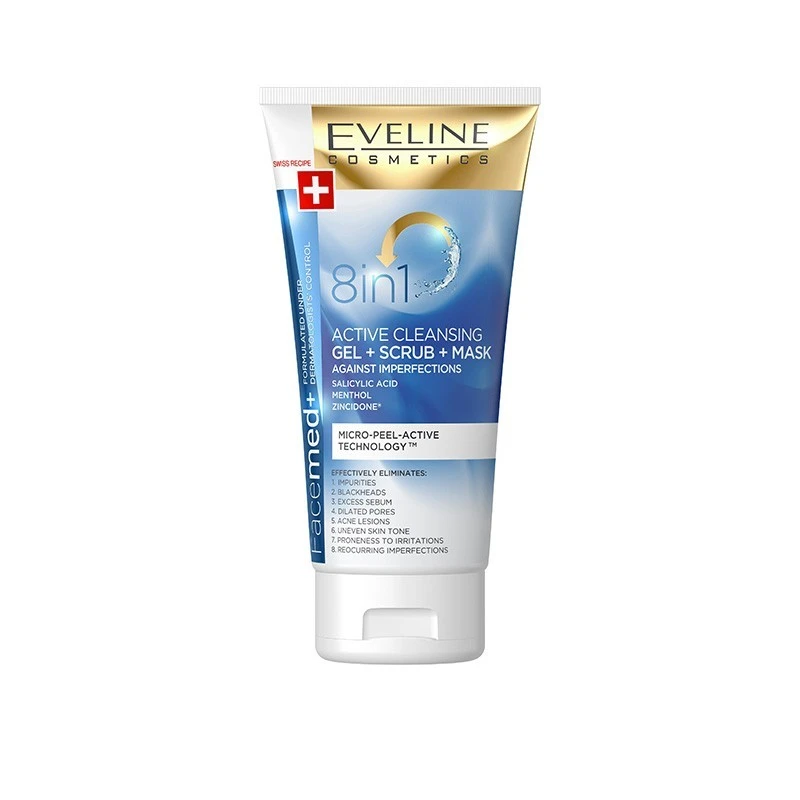 Eveline Facial Wash Gel+Scrub+Mask 8In1 150ml