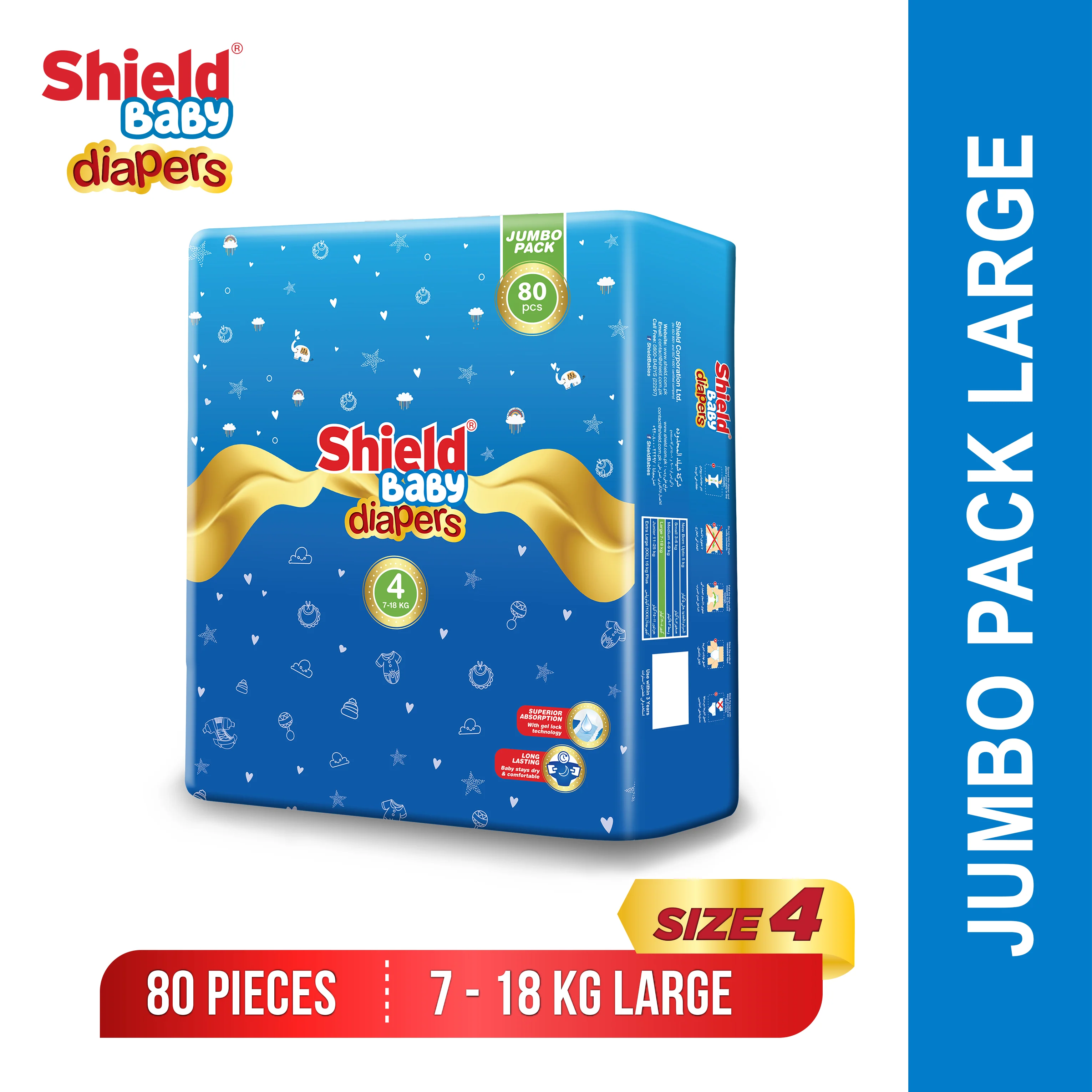 Shield Diapers 4-L 80P