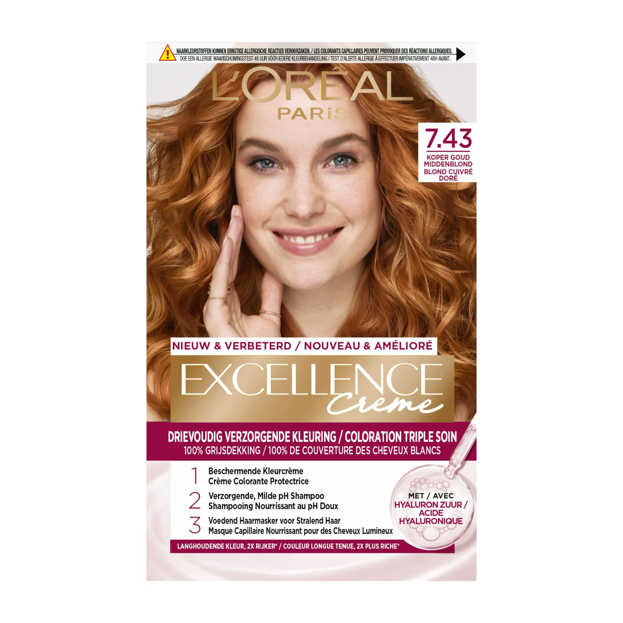 Loreal Excellence Hair Color 7.43 Golden Copper Blonde