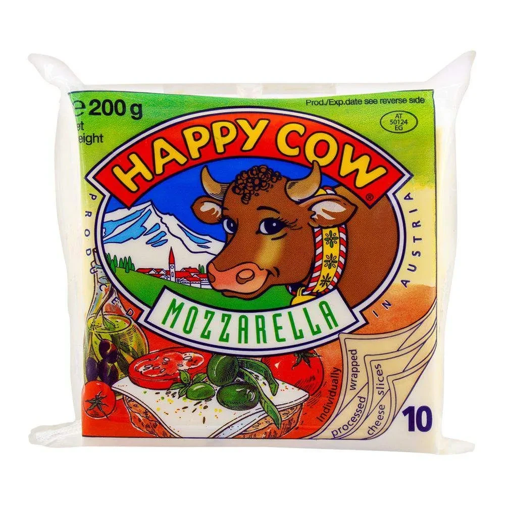 Happy Cow Cheese Slices Mozzarella 200G