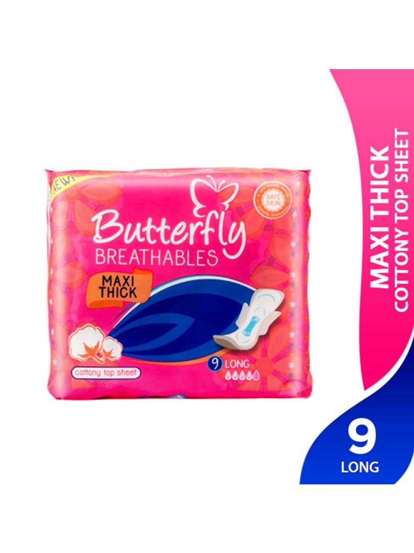 Butterfly Pads Maxi Thick L 9PC Breathables