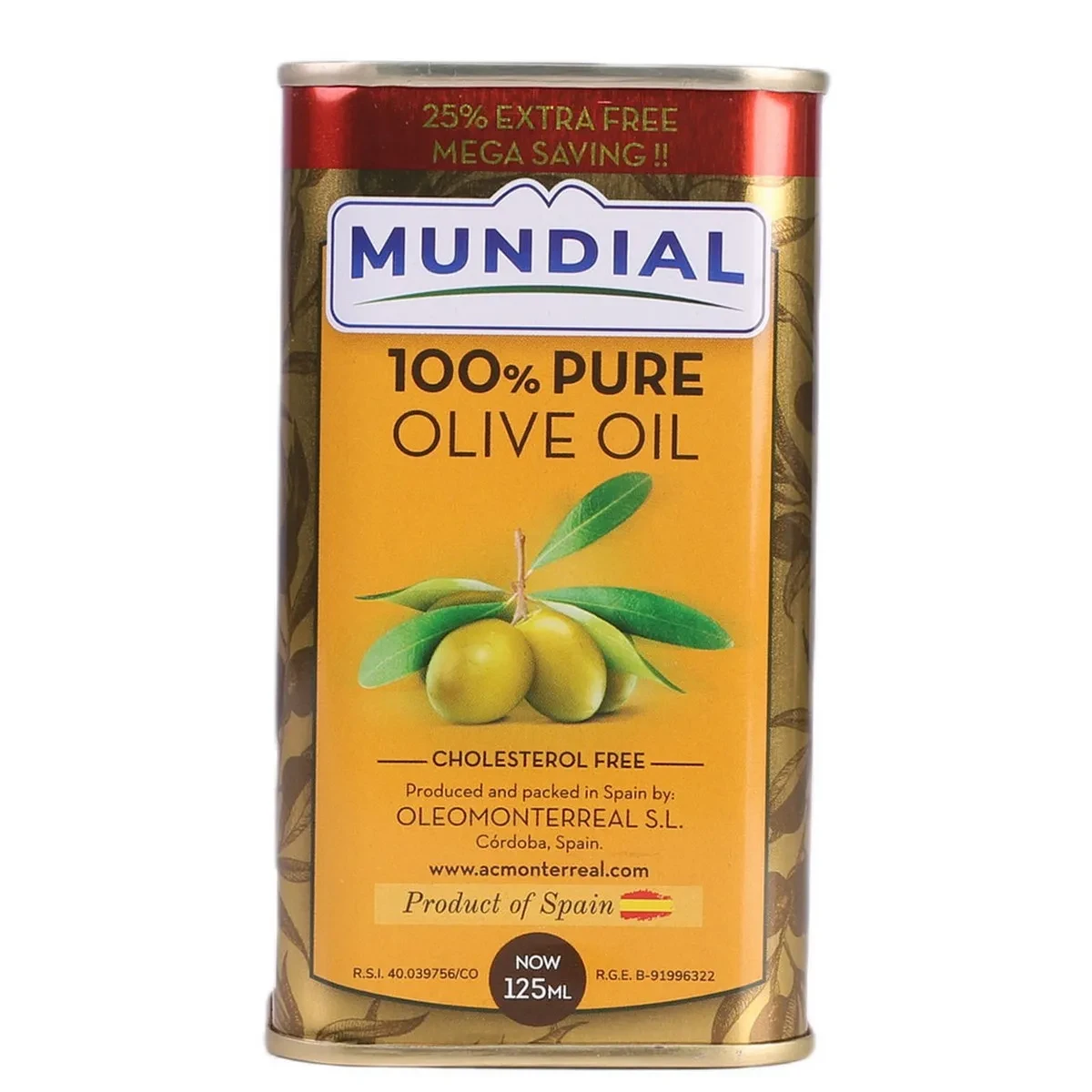 Mundial Olive Oil Pure 100% Tin 125ML