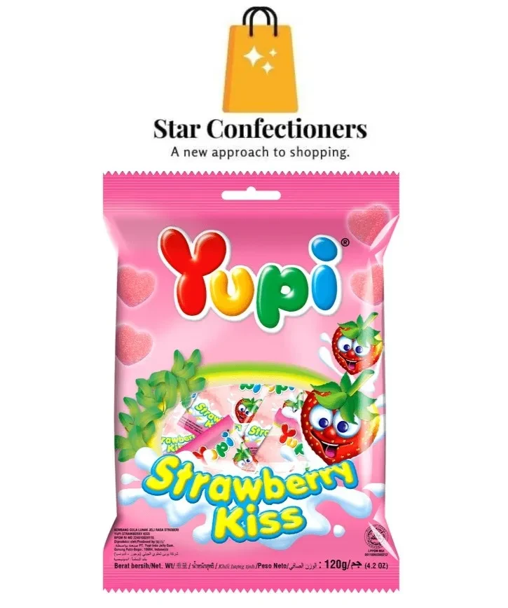 Yupi Jelly Pouch Strawberry Kiss 120G