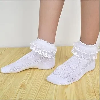 Snow White School Socks White Short